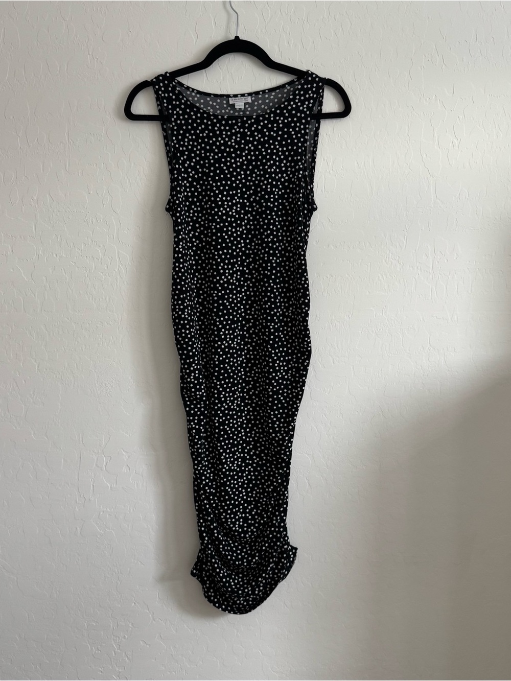 Maternity Black Polka Dot Sleeveless Midi Dress
